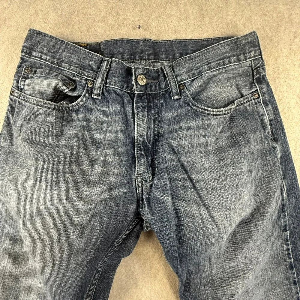 Levis 514 Straight Fit Jeans Mens 32x32 Blue Faded Distressed Denim 00514-0442
